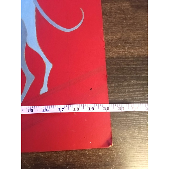 Vintage Art Deco Style Painting Woman with Greyhounds 28x22 Board - Picture 5 of 5